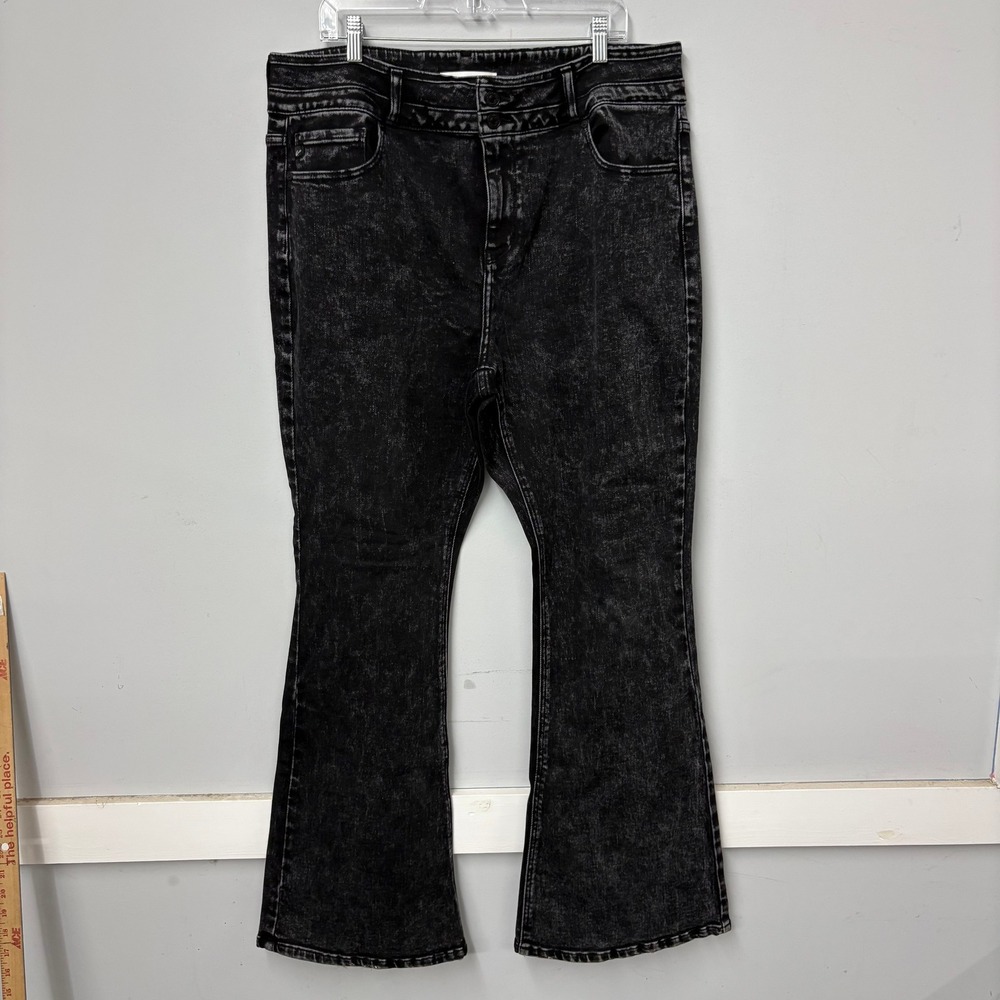 KanCan‎ Womens 20W High Rise Flare Jeans Acid Wash Black KC7356BK-P Plus Size